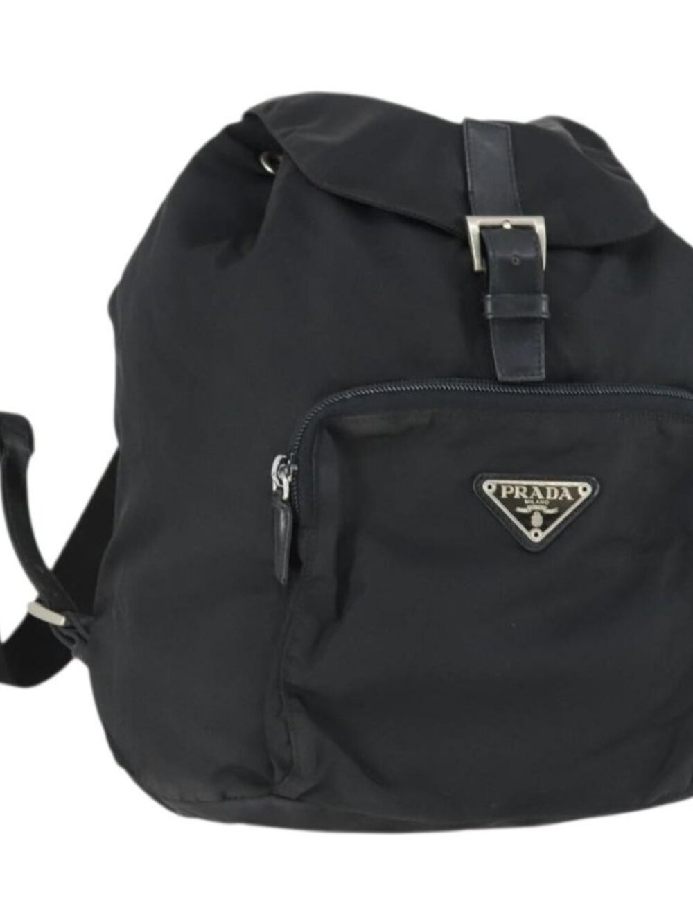PRADA Backpack Nylon Black Silver Auth 170313
